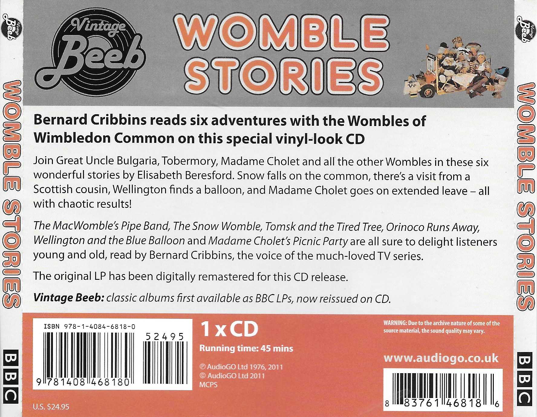 Picture of ISBN 978-1-4084-6810-0 Womble stories by artist Bernard Cribbins from the BBC records and Tapes library